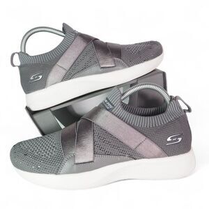 Skechers BOBS Squad 2-City Calling Knitted Shoes Grey 32811 Women's 8.5